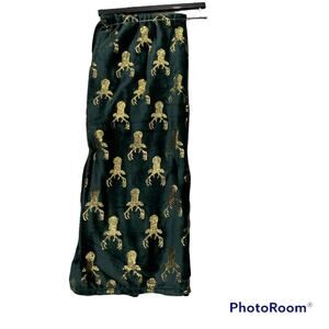 Adirondack Christmas Reindeer Printed Metallic Gold Green Plush Throw Blanket
